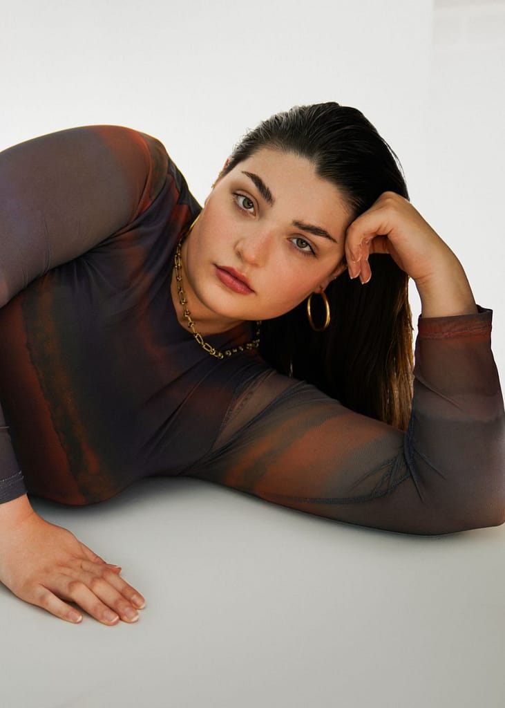 Curvy female model Elena based between Amsterdam and New York City available for bookings at KKH Management