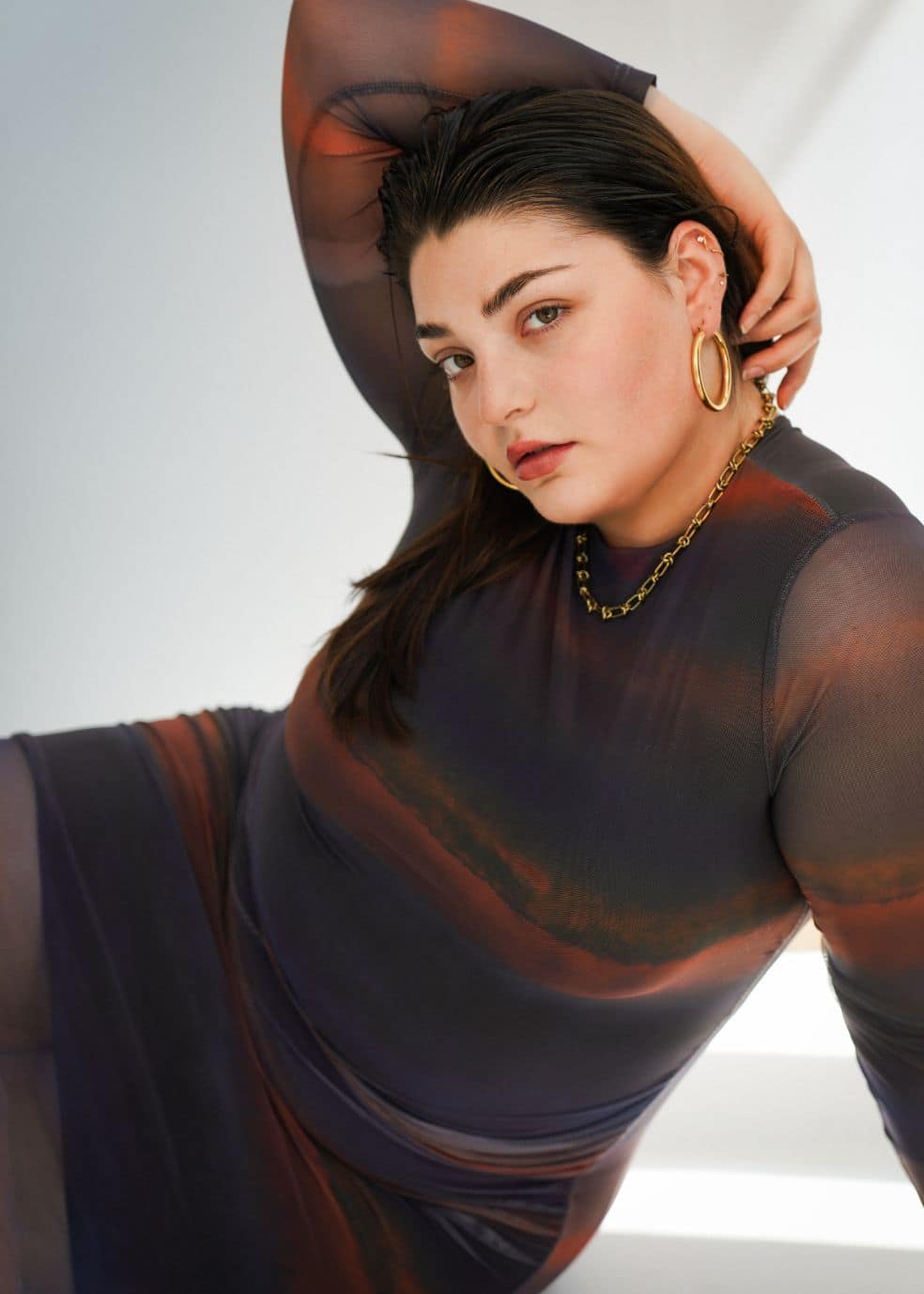 Curvy female model Elena based between Amsterdam and New York City available for bookings at KKH Management